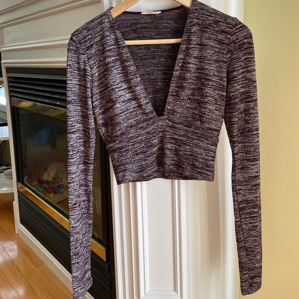 Wildfred Free Long Sleeved Crop Top V neck Size Small